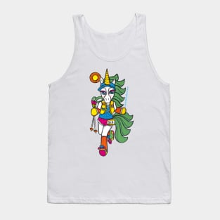 Sporticorn: Trail Running Unicorn Carrying Hiking Poles Tank Top